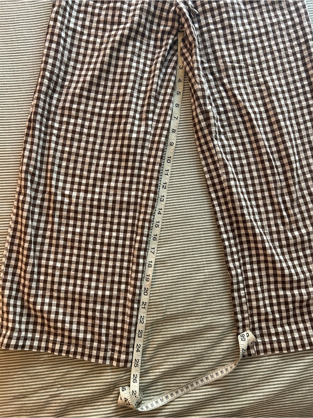 Brown and White Gingham Wide Leg Pants - Picture 2 of 8